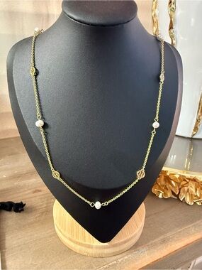 Tory Burch Gold-Tone Pearl Station Long Necklace